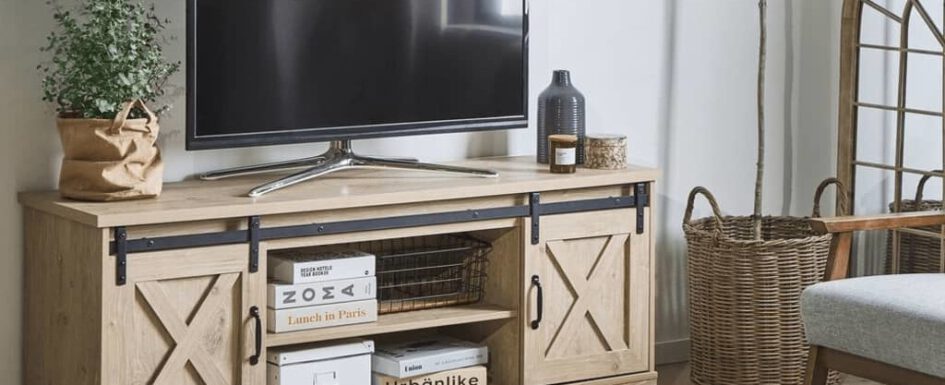Beliani Szafka RTV jasne drewno ULAN