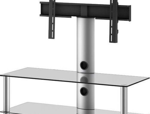 Sonorous NEO110 C-SLV Szkło przeźroczyste aluminium srebrne Stolik rtv z uchwytem do tv 7n110cs