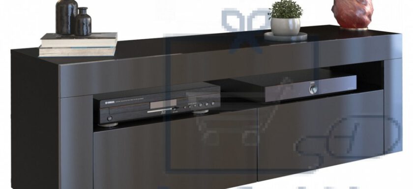 TOPESHOP RTV DEKO STOLIK SZAFKA RTV DEKO 2D 140CM CZERŃ POŁYSK