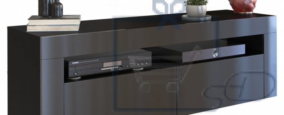 TOPESHOP RTV DEKO STOLIK SZAFKA RTV DEKO 2D 140CM CZERŃ POŁYSK