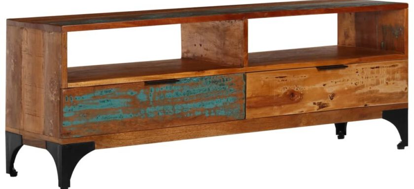 vidaXL Szafka pod TV, 118x35x45 cm, lite drewno odzyskane