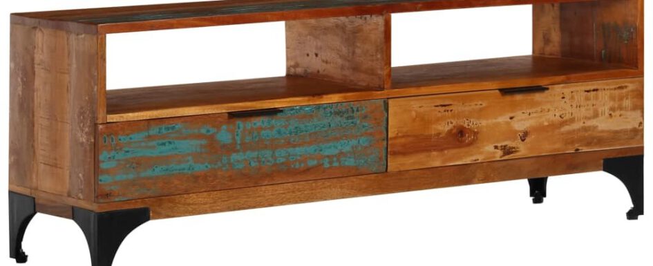 vidaXL Szafka pod TV, 118x35x45 cm, lite drewno odzyskane