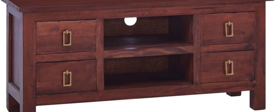 vidaXL Szafka pod TV, klasyczny brąz, 100x30x45 cm, drewno mahoniowe