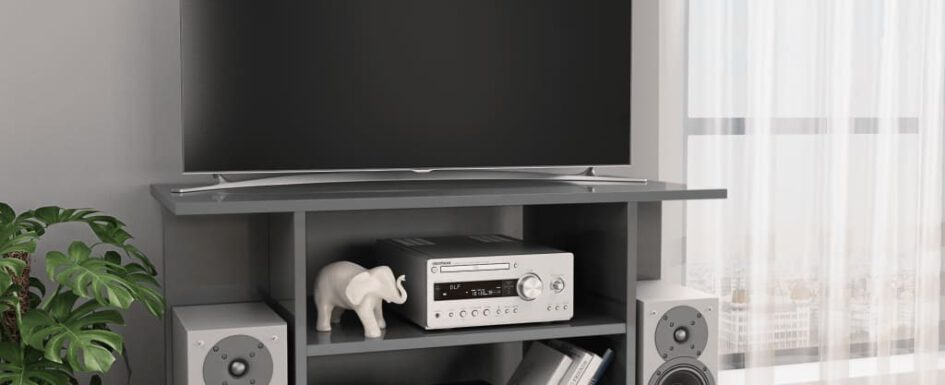 vidaXL Szafka pod TV z kółkami, wysoki połysk, szara, 80x40x40 cm