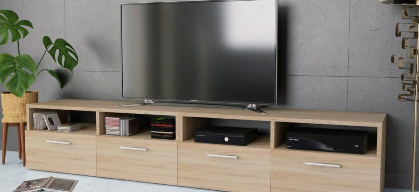 vidaXL Szafki pod TV, 2 szt., płyta wiórowa, 95x35x36 cm, dębowe vidaXL