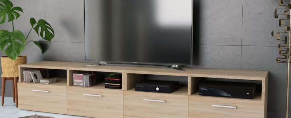 vidaXL Szafki pod TV, 2 szt., płyta wiórowa, 95x35x36 cm, dębowe vidaXL