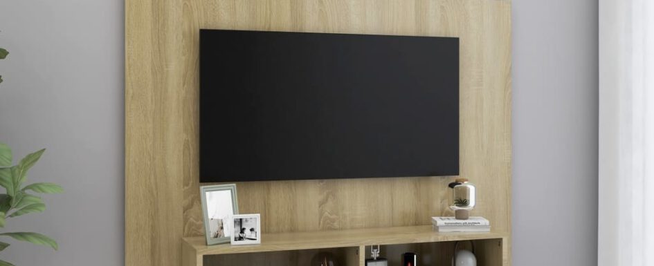 vidaXL Wisząca szafka pod TV, dąb sonoma, 120 x 23,5 x 90 cm